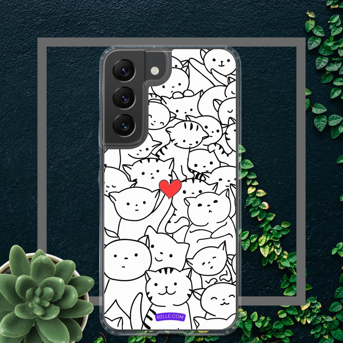 Doodle Cats & Heart Samsung® Galaxy Clear  Phone Case