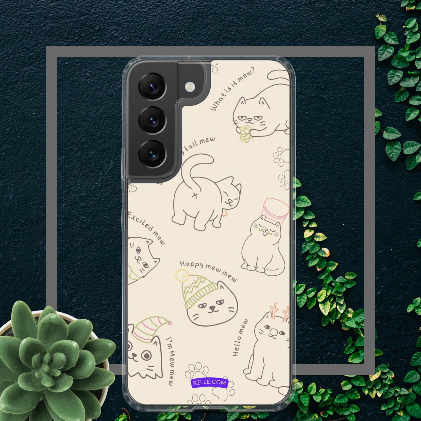 Cute Cat Doodles Samsung® Galaxy Clear Phone Case