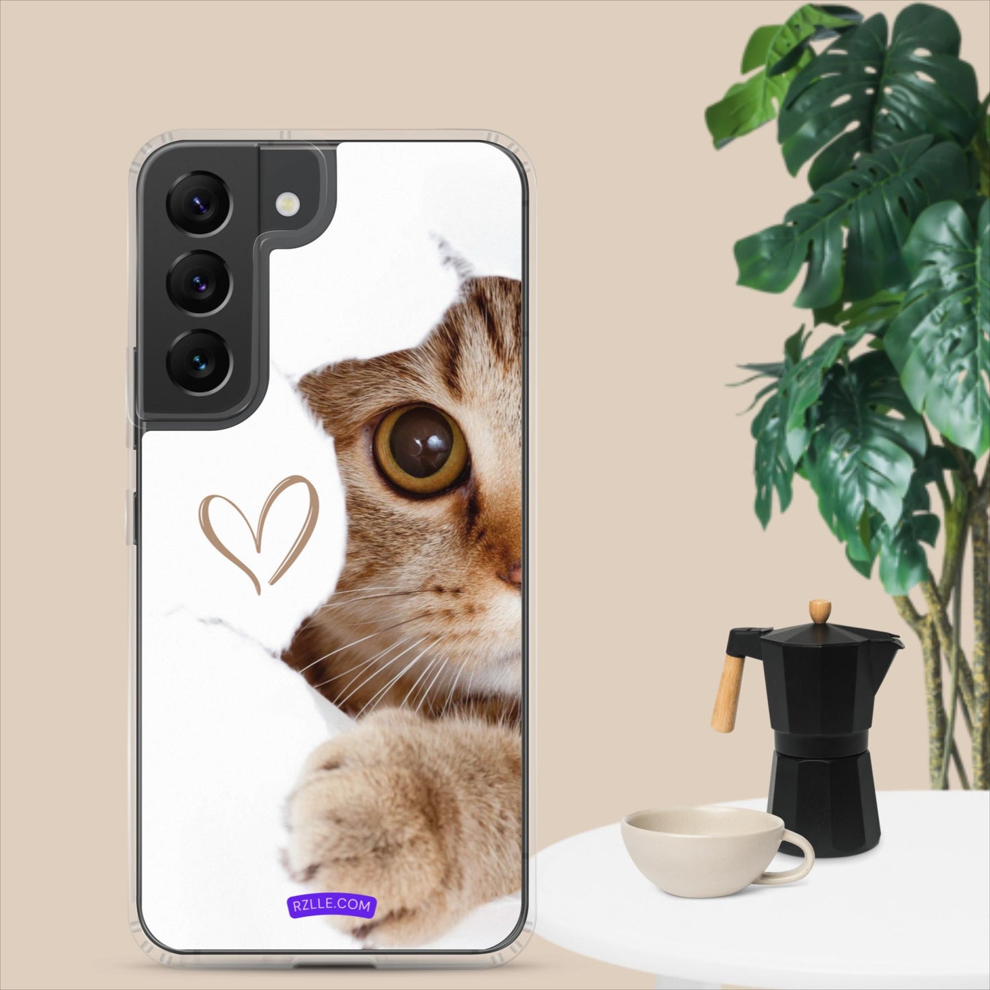 Cute Cat Peeking Clear Case for Samsung®