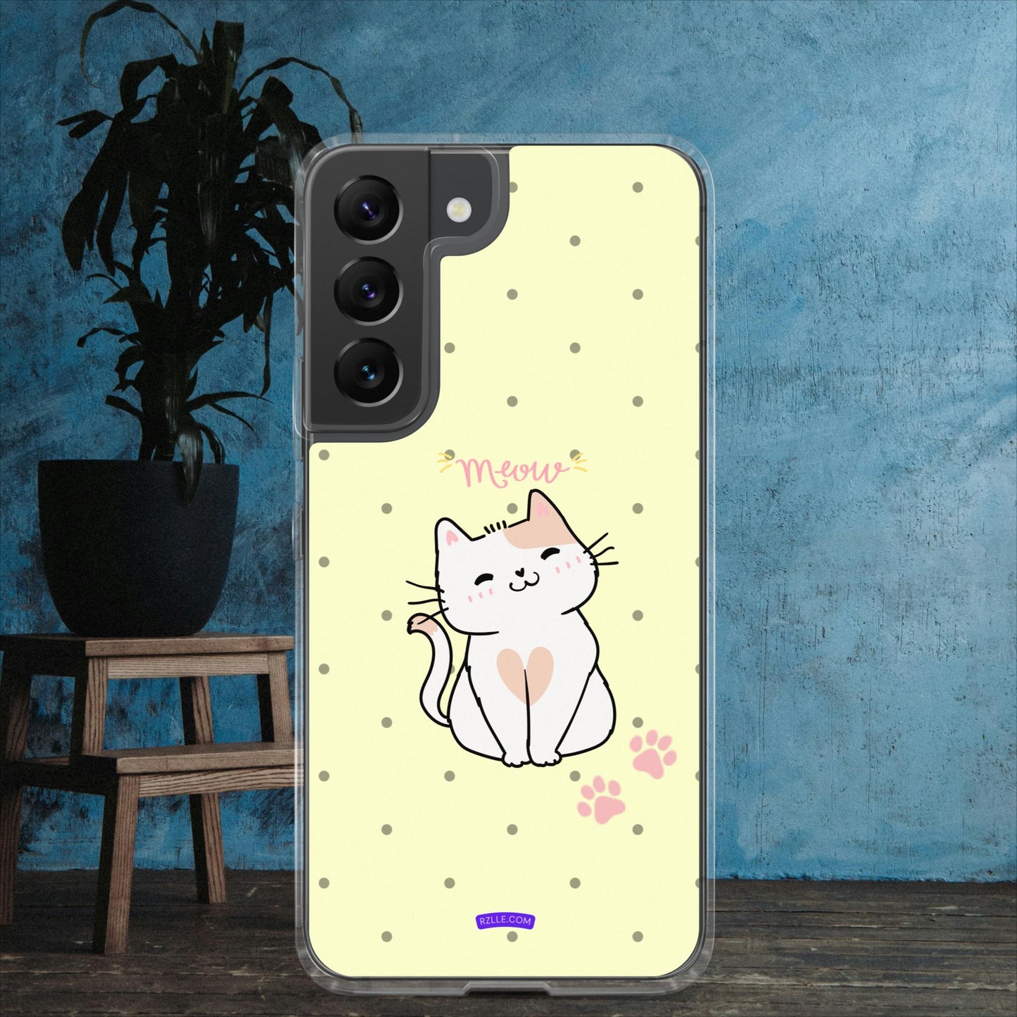 Cute White Cat Clear Case for Samsung®