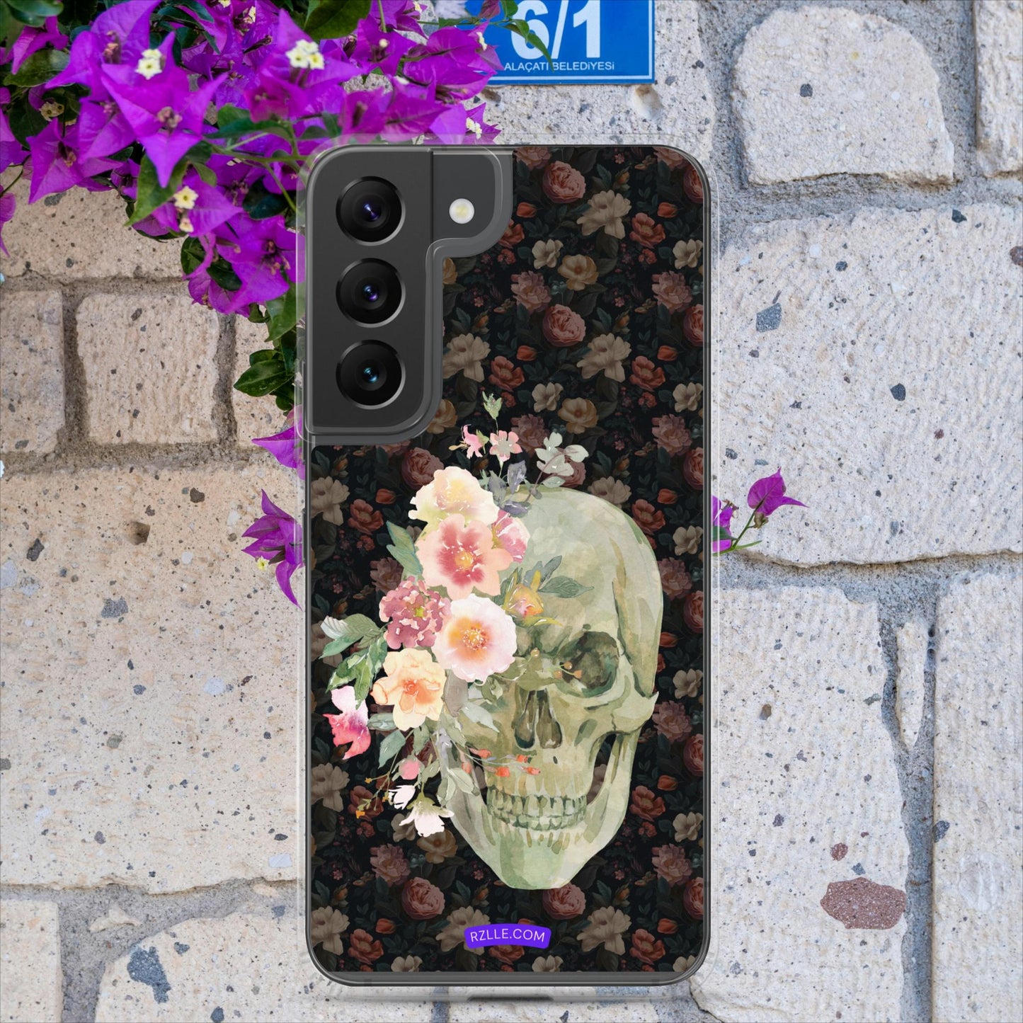 Flower Gothic Skull Clear Case for Samsung®