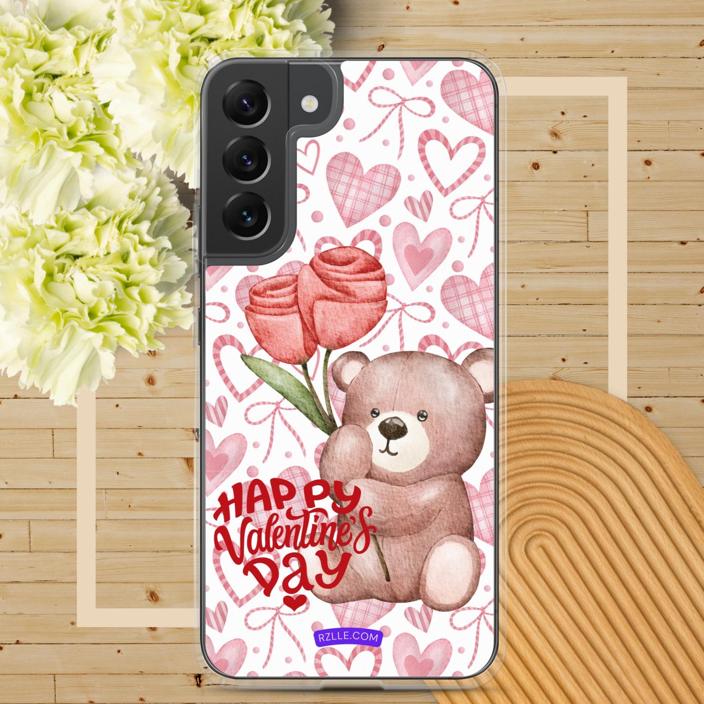 Valentine's Day Bear & Flowers Samsung® Galaxy Clear Phone Case