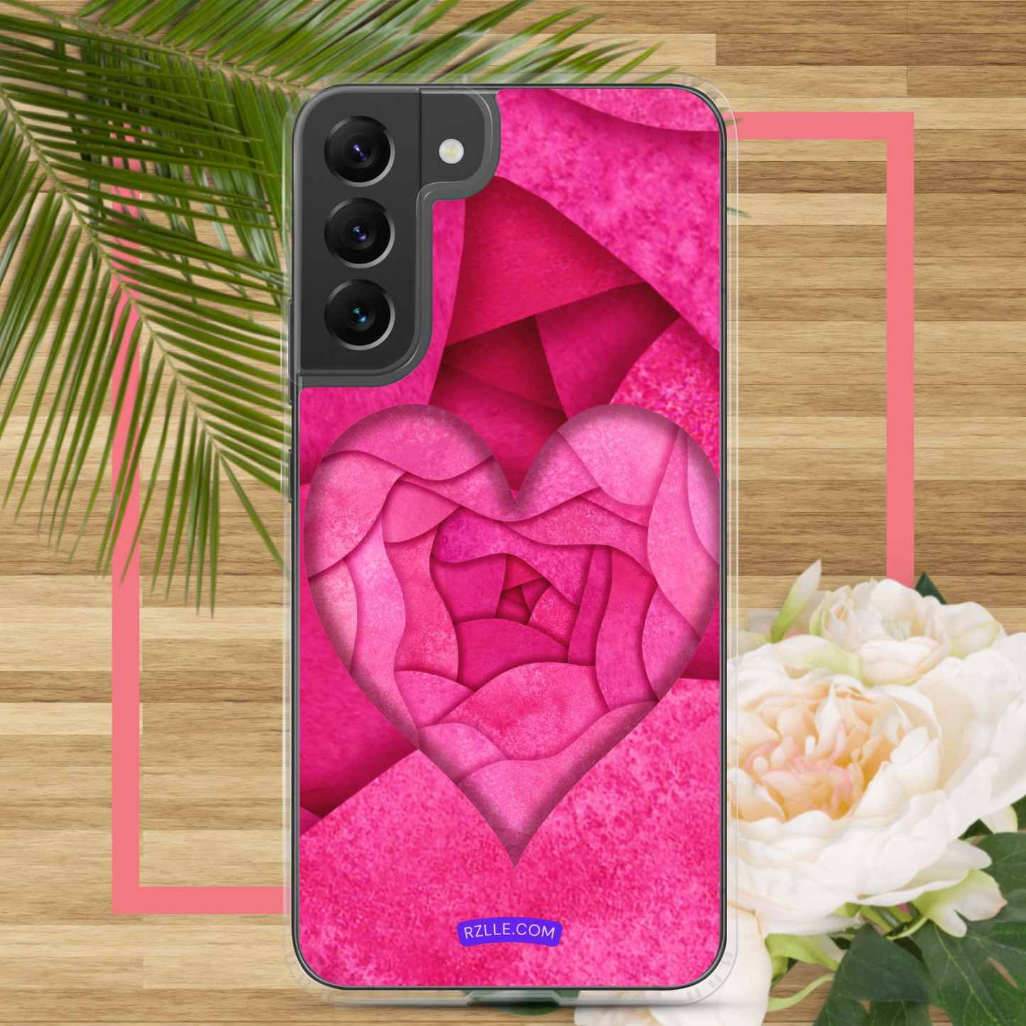 Pink Paper Hearts Samsung® Galaxy Clear Phone Case