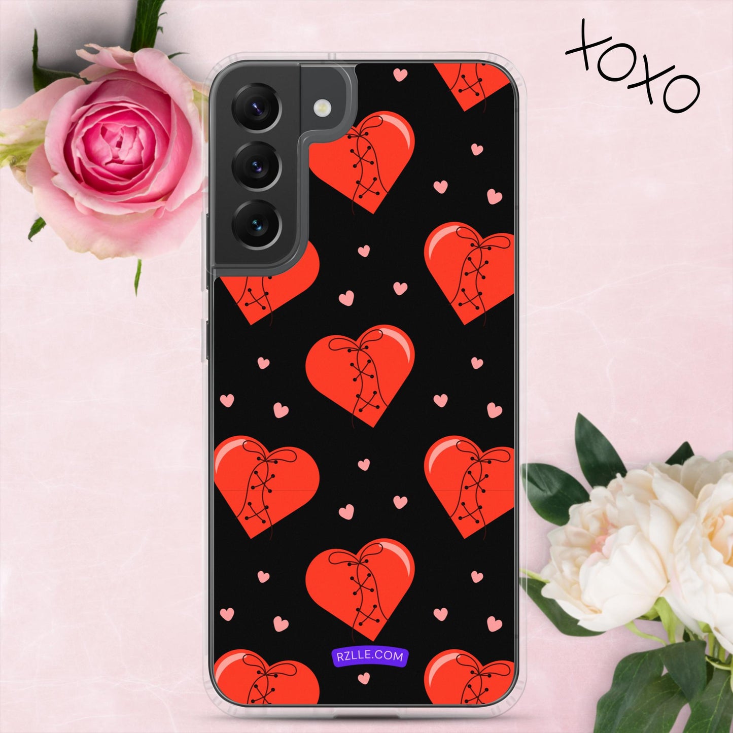 Stitched Hearts Samsung® Galaxy Clear Phone Case