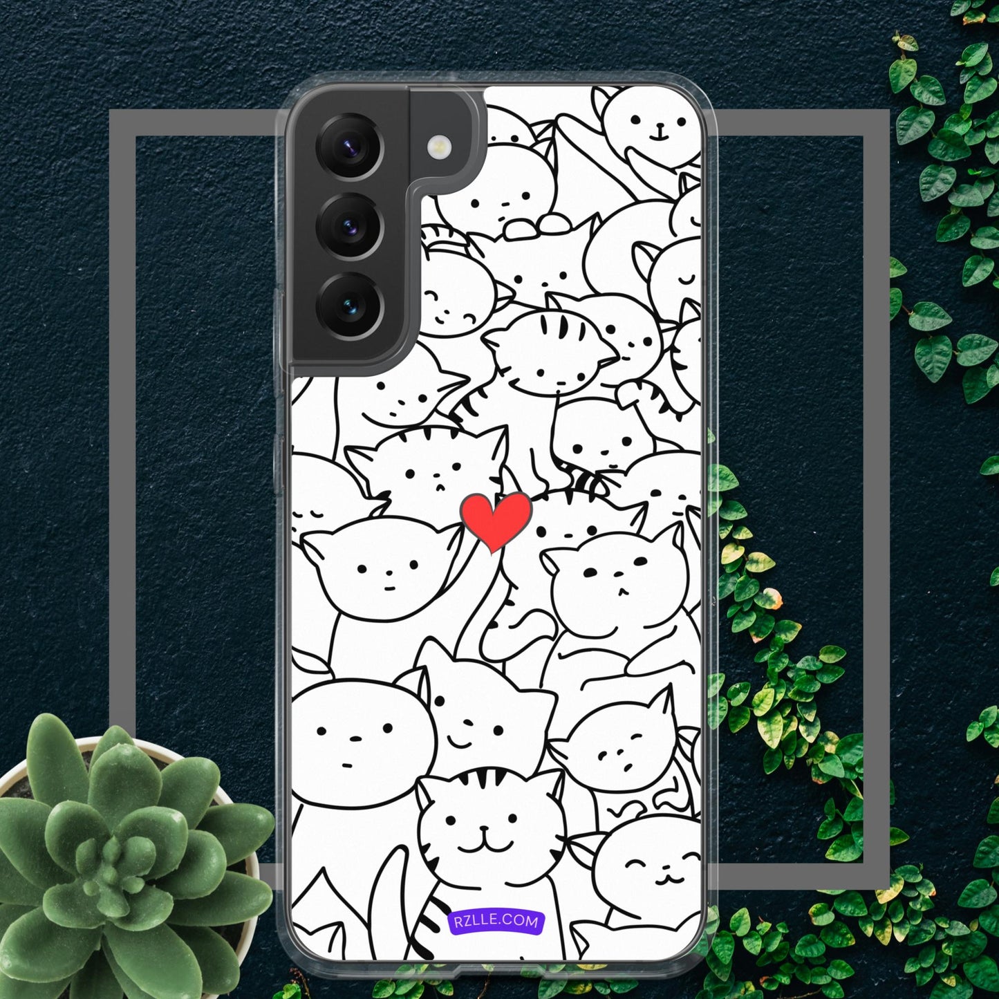 Doodle Cats & Heart Samsung® Galaxy Clear  Phone Case