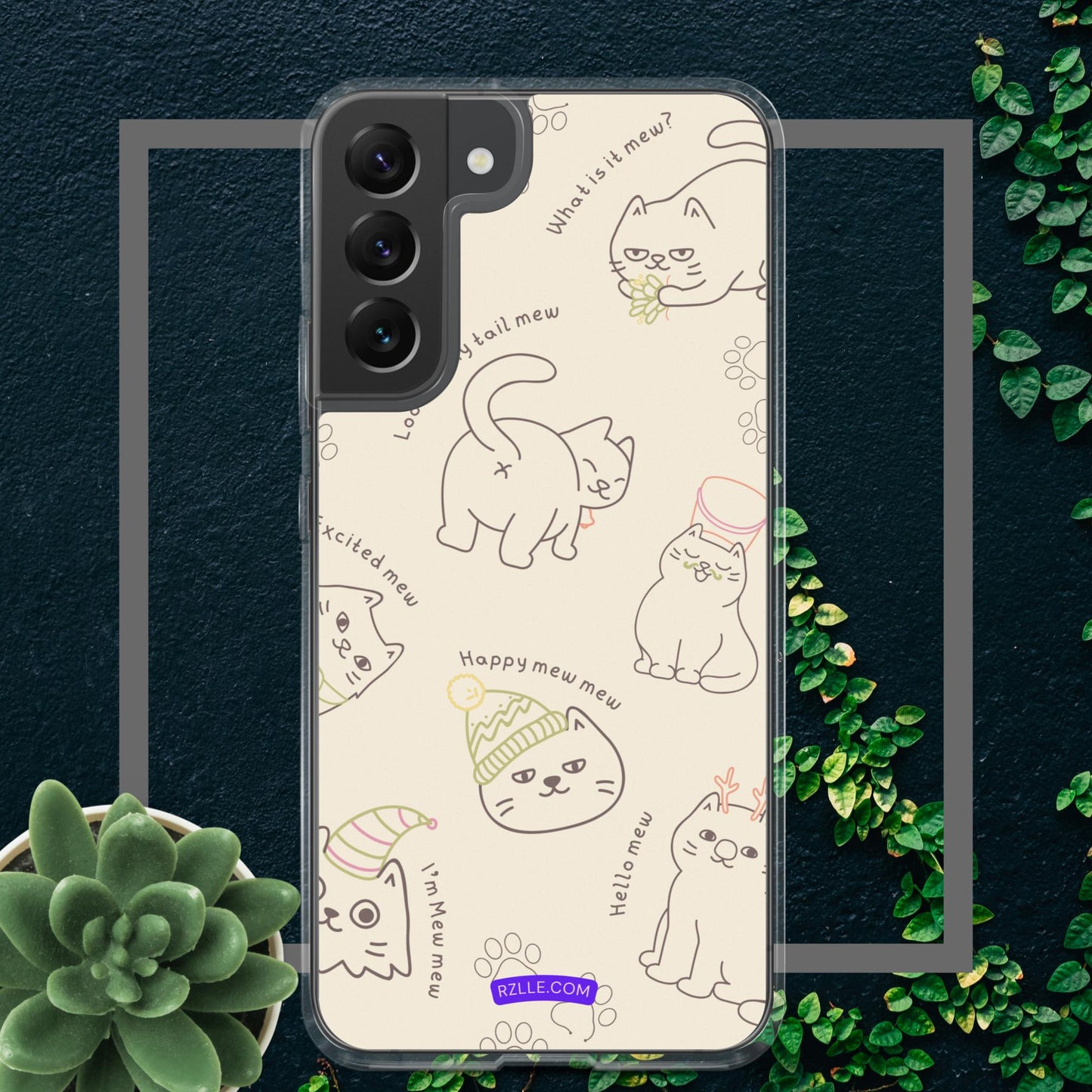 Cute Cat Doodles Samsung® Galaxy Clear Phone Case