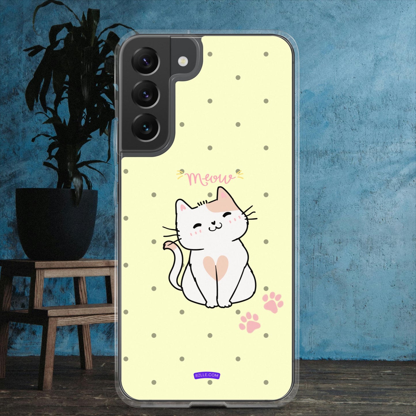 Cute White Cat Clear Case for Samsung®