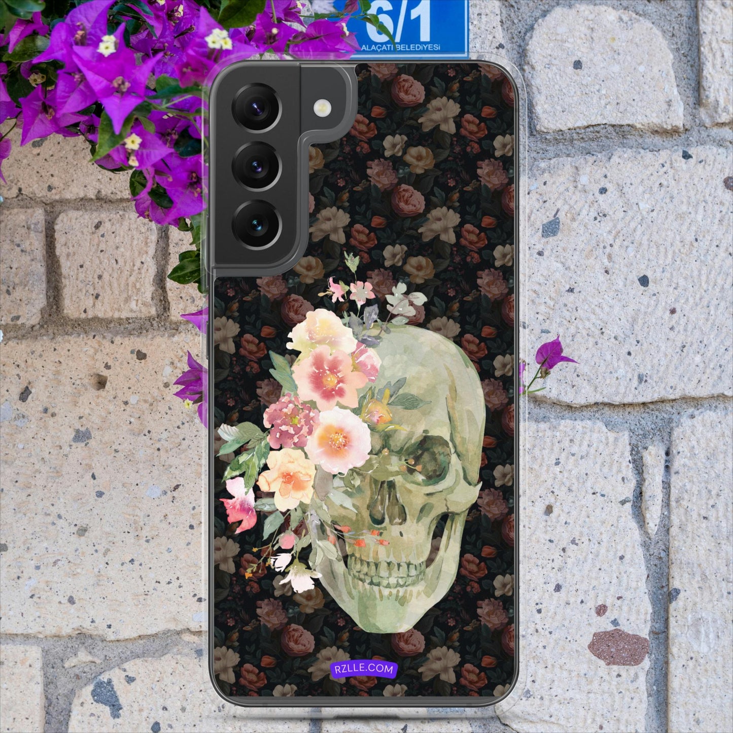 Flower Gothic Skull Clear Case for Samsung®