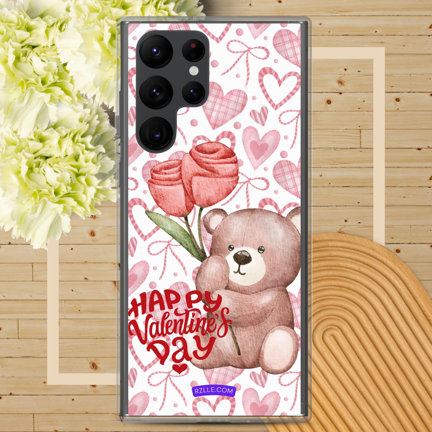 Valentine's Day Bear & Flowers Samsung® Galaxy Clear Phone Case