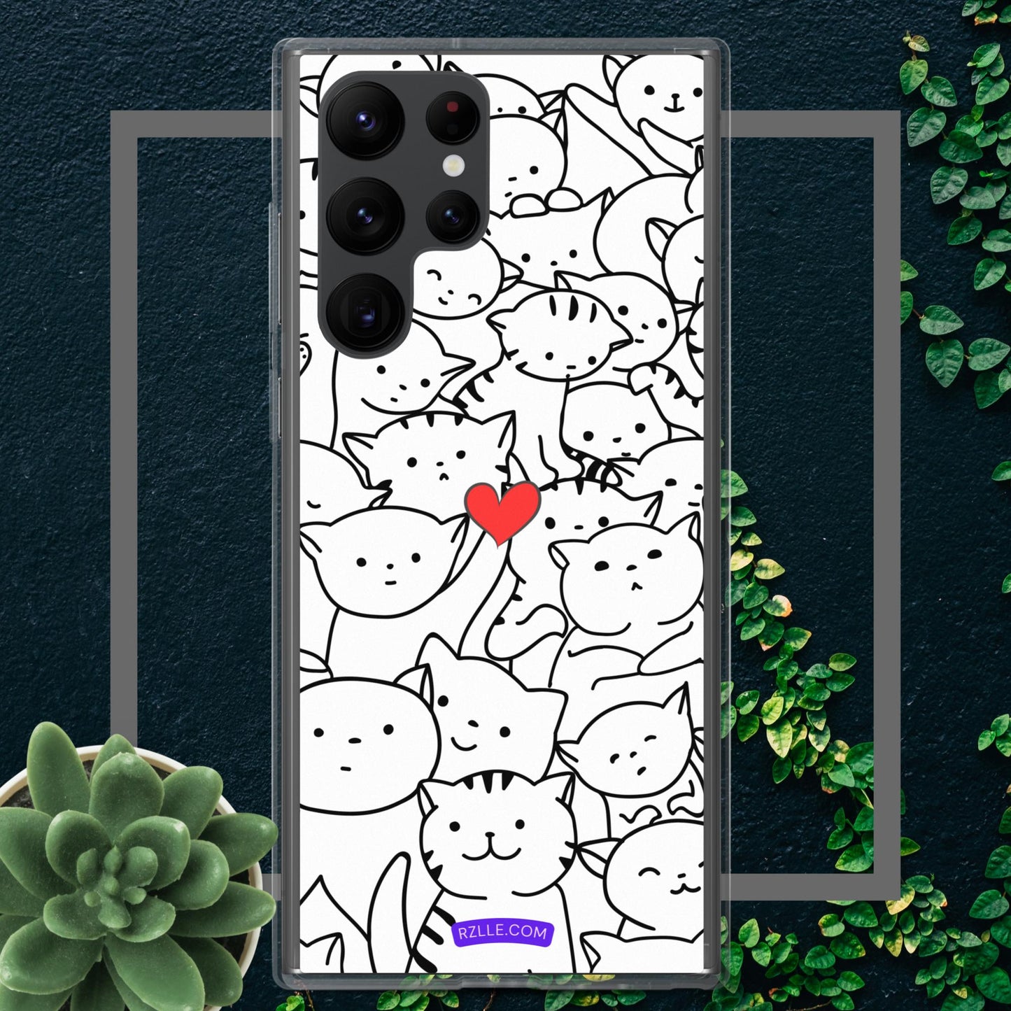 Doodle Cats & Heart Samsung® Galaxy Clear  Phone Case