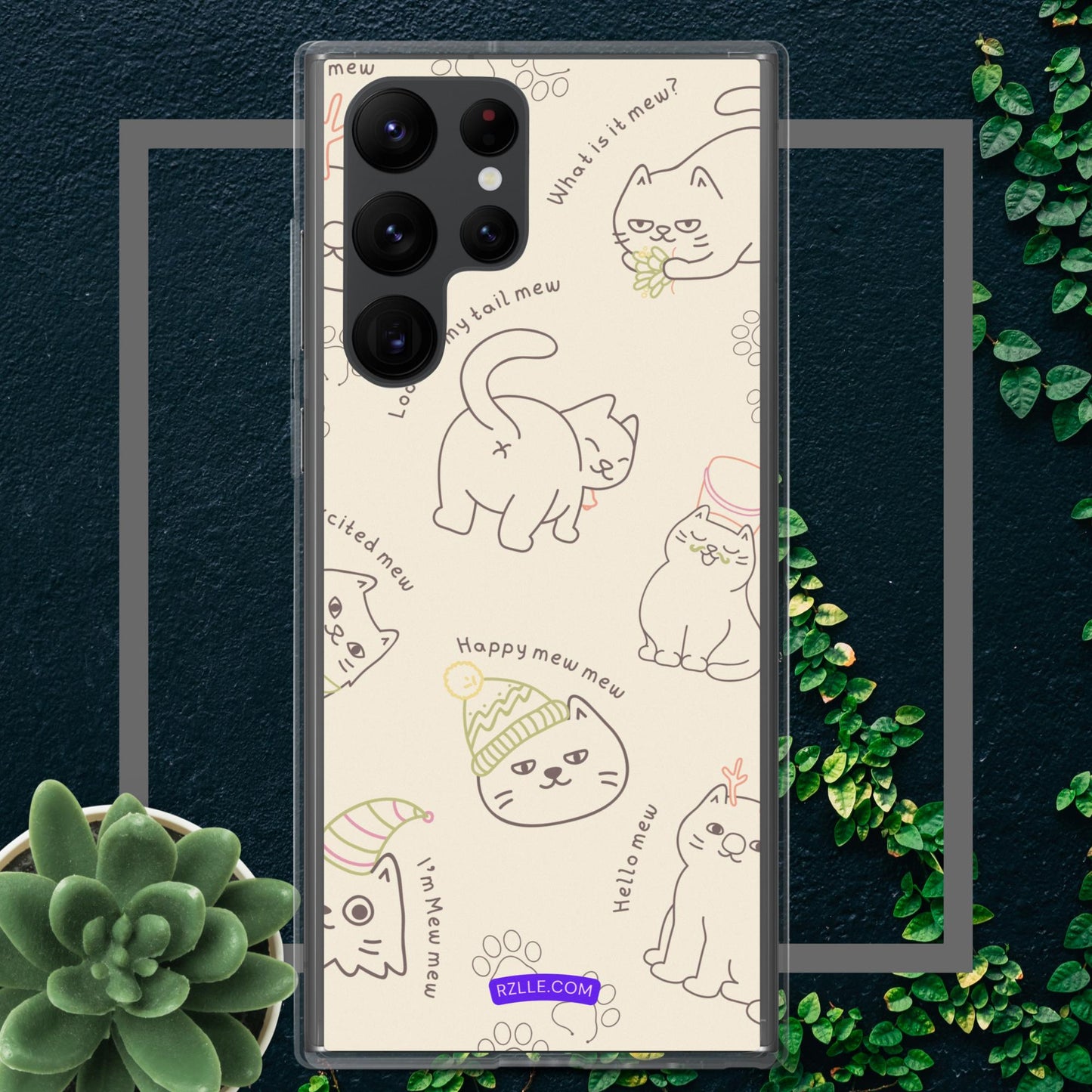 Cute Cat Doodles Samsung® Galaxy Clear Phone Case