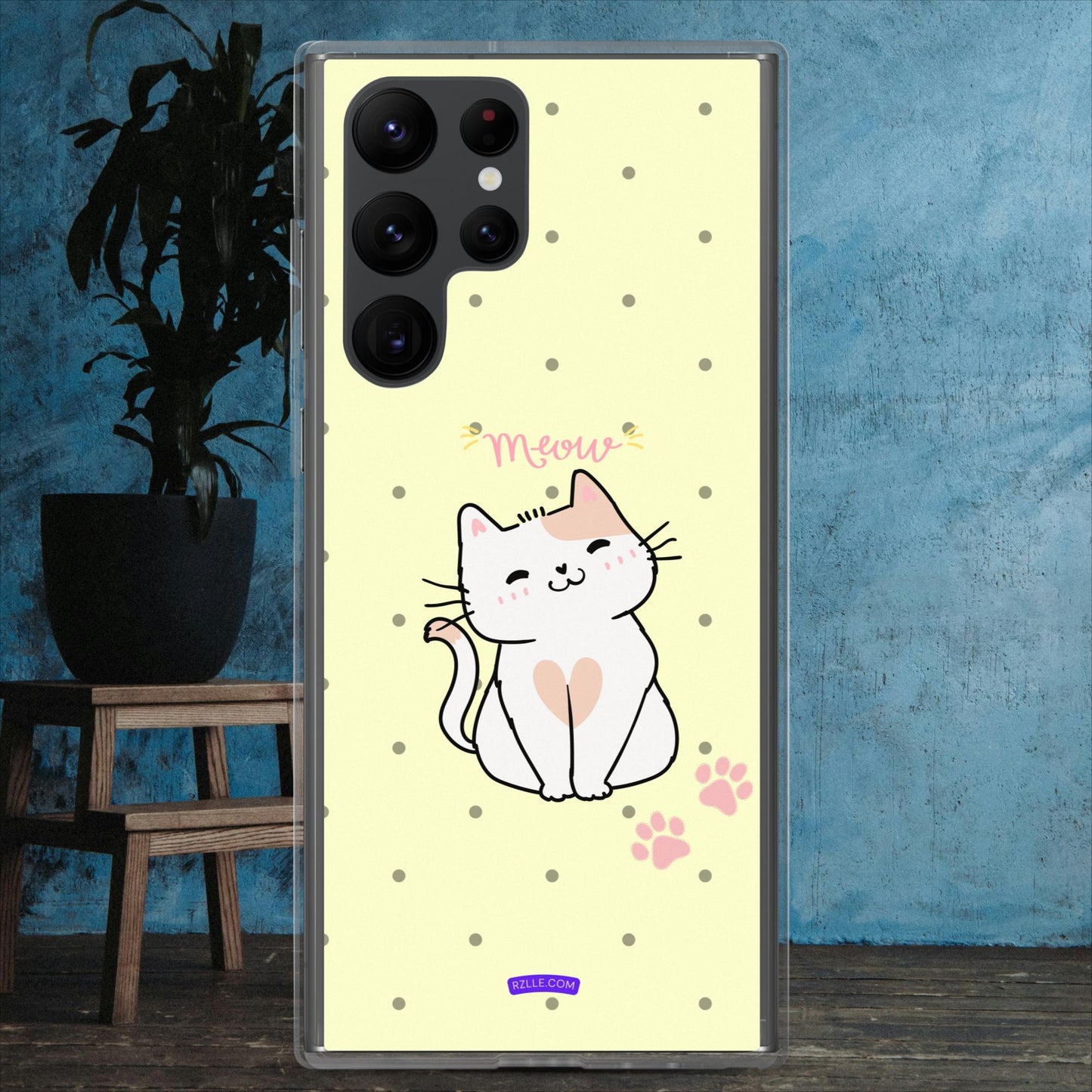 Cute White Cat Clear Case for Samsung®