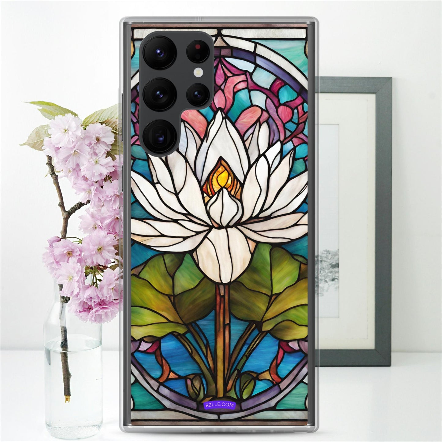 White Lotus Stained Glass Clear Case for Samsung®