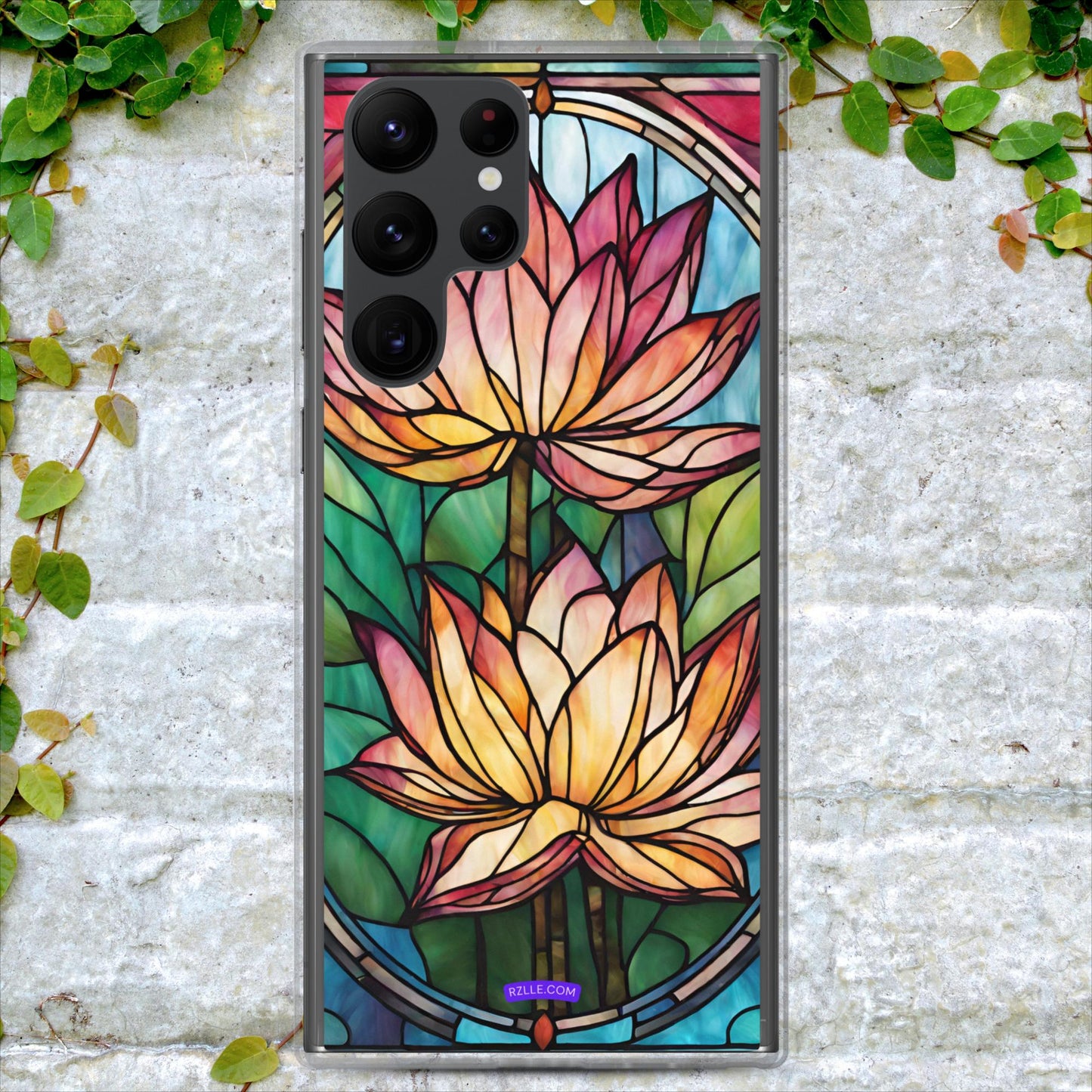 Pink Lotus Stained Glass Clear Case for Samsung®