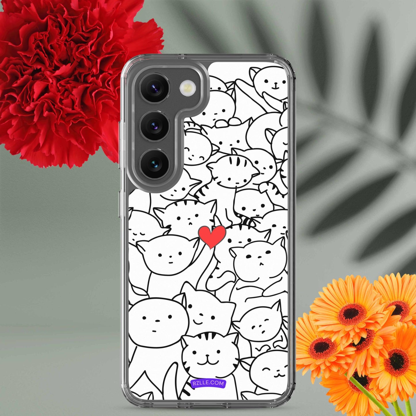 Doodle Cats & Heart Samsung® Galaxy Clear  Phone Case