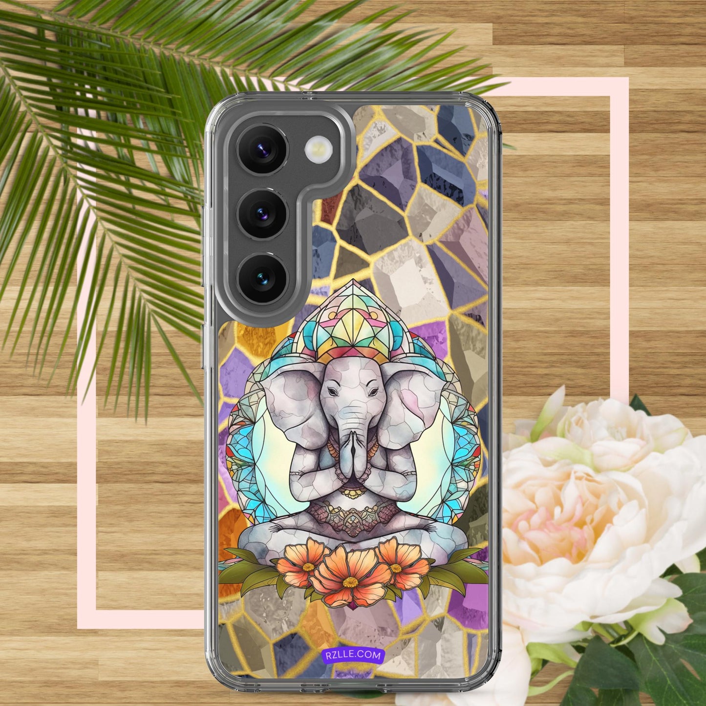 Zen Elephant Stained Glass Samsung® Galaxy Clear Phone Case