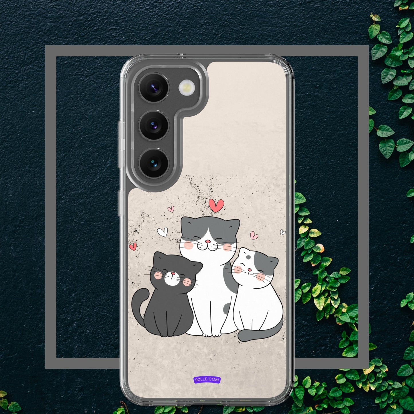 Cute Trio Cats Clear Case for Samsung Galaxy Phones