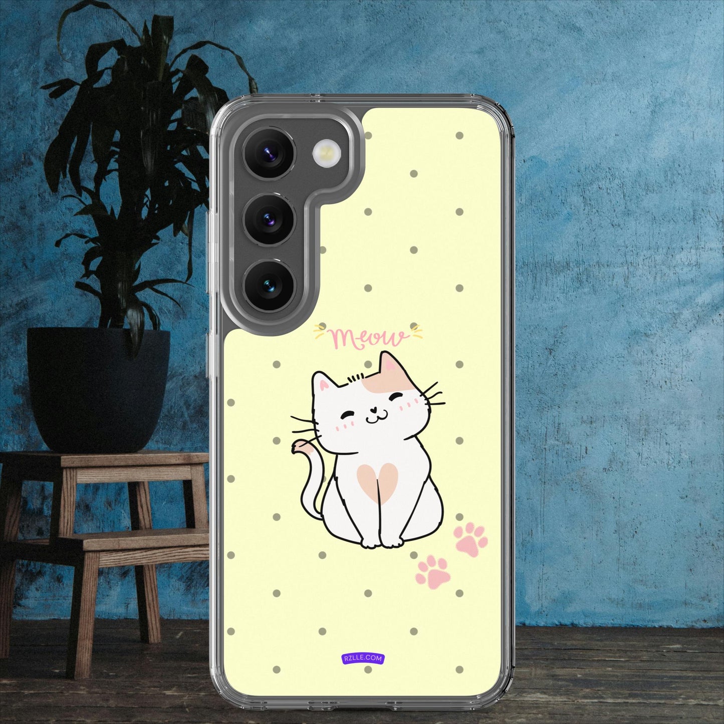 Cute White Cat Clear Case for Samsung®