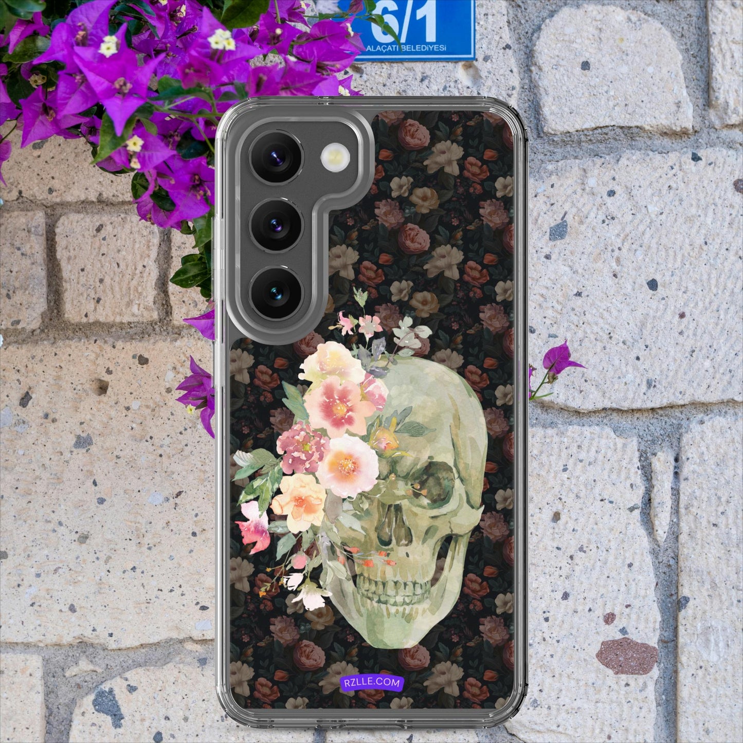 Flower Gothic Skull Clear Case for Samsung®