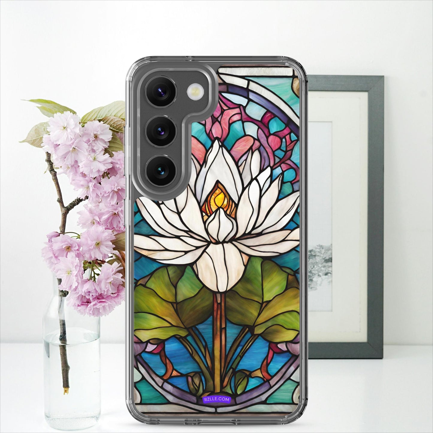 White Lotus Stained Glass Clear Case for Samsung®