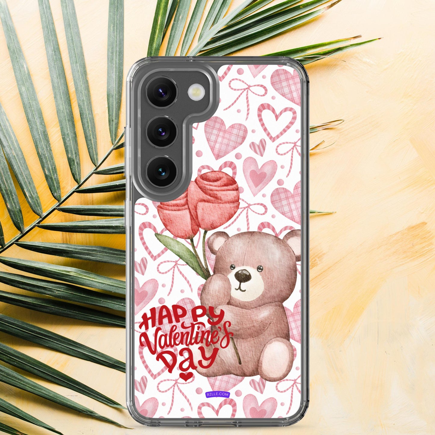 Valentine's Day Bear & Flowers Samsung® Galaxy Clear Phone Case