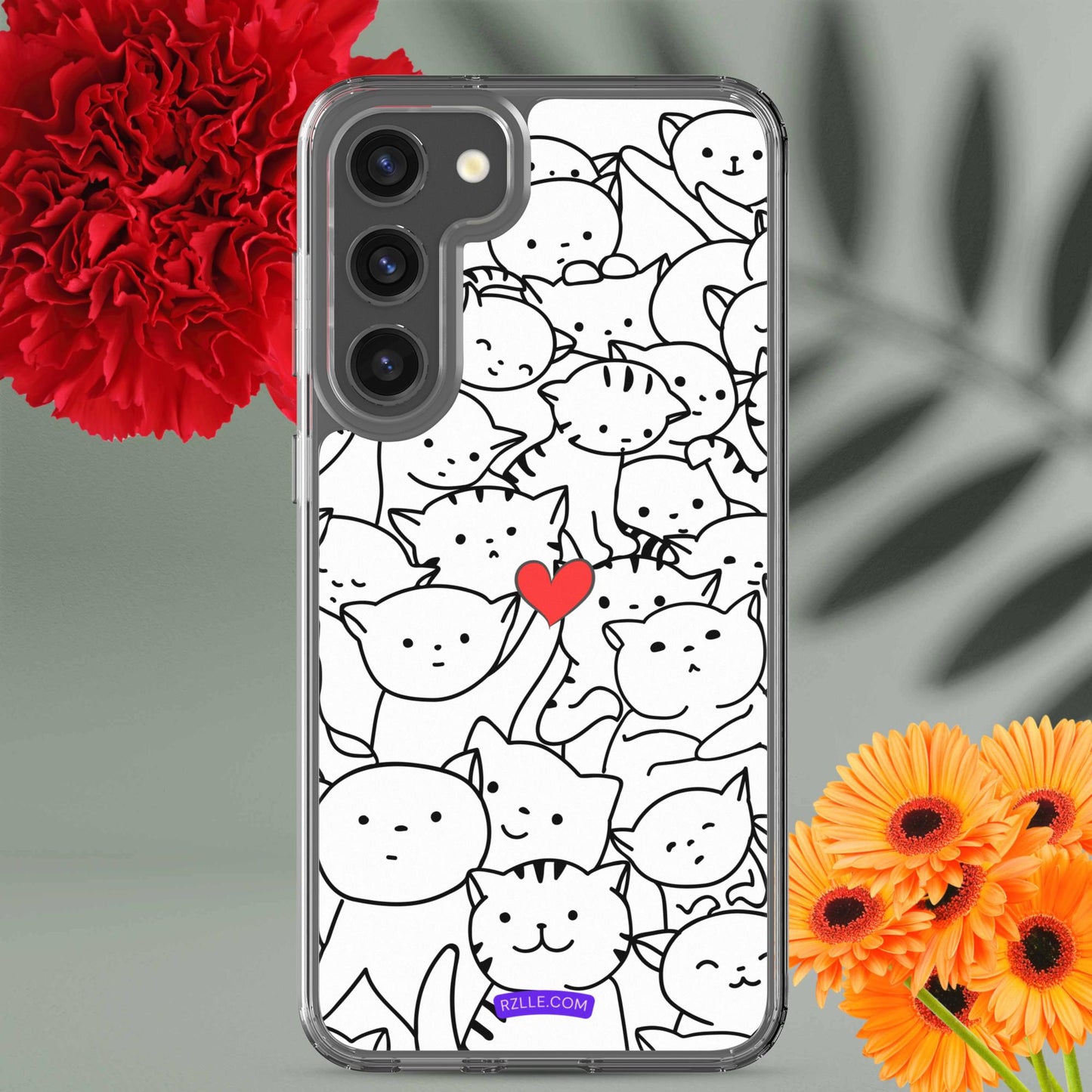 Doodle Cats & Heart Samsung® Galaxy Clear  Phone Case