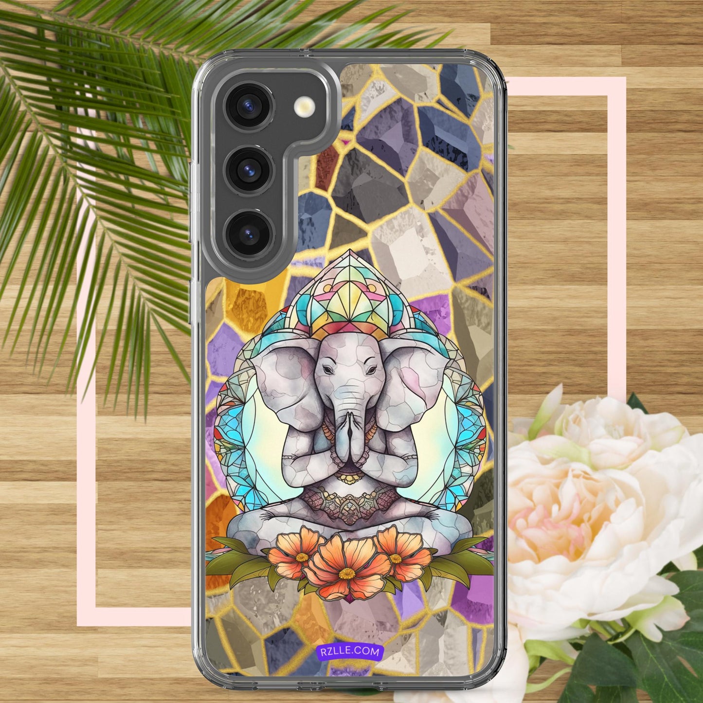 Zen Elephant Stained Glass Samsung® Galaxy Clear Phone Case