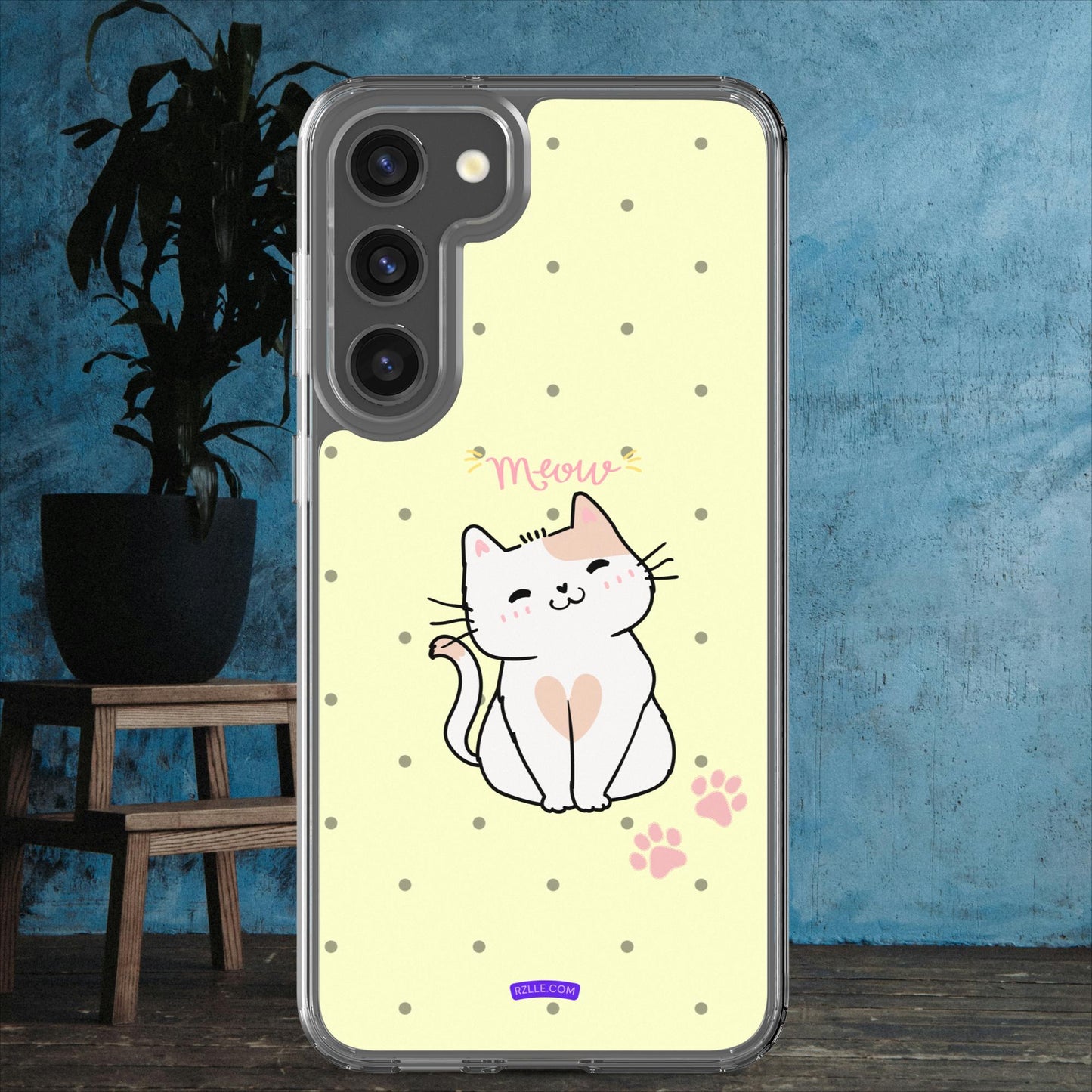 Cute White Cat Clear Case for Samsung®