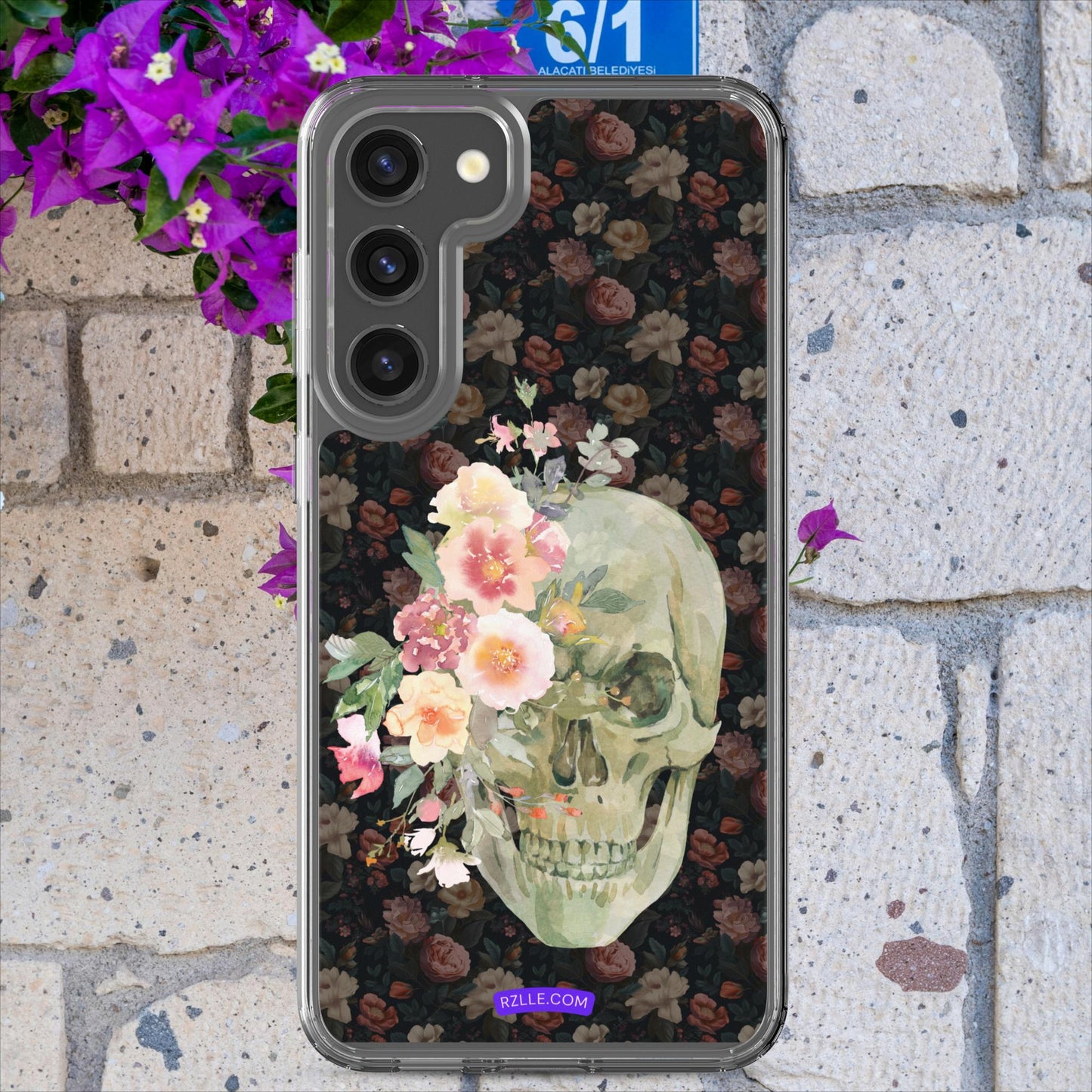 Flower Gothic Skull Clear Case for Samsung®