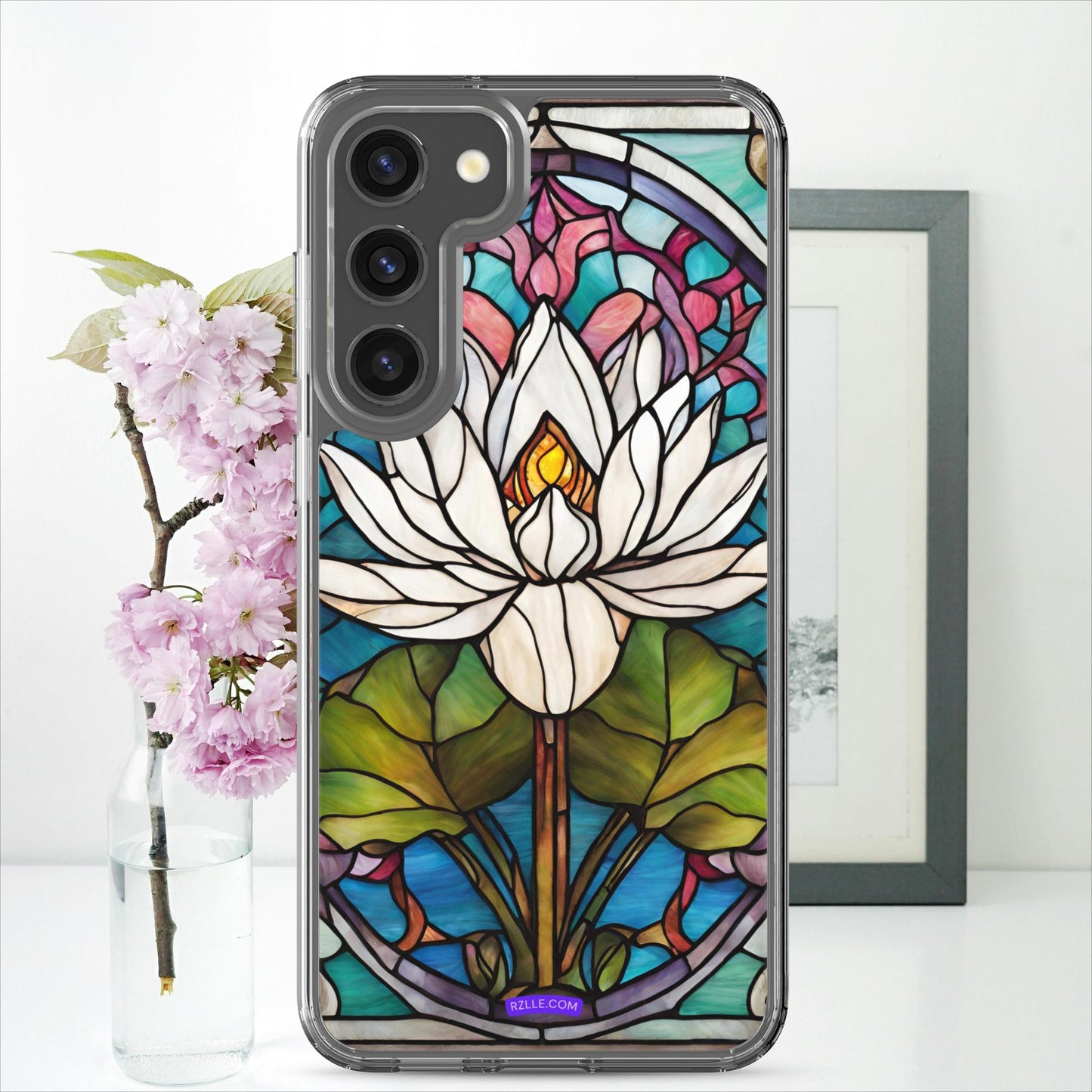 White Lotus Stained Glass Clear Case for Samsung®