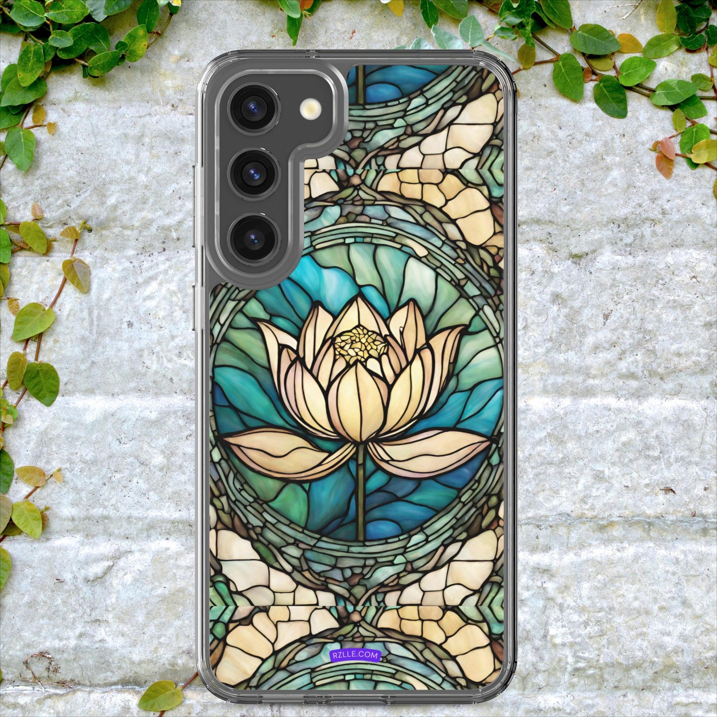 Beautiful Lotus Flower Stained Glass Clear Case for Samsung®