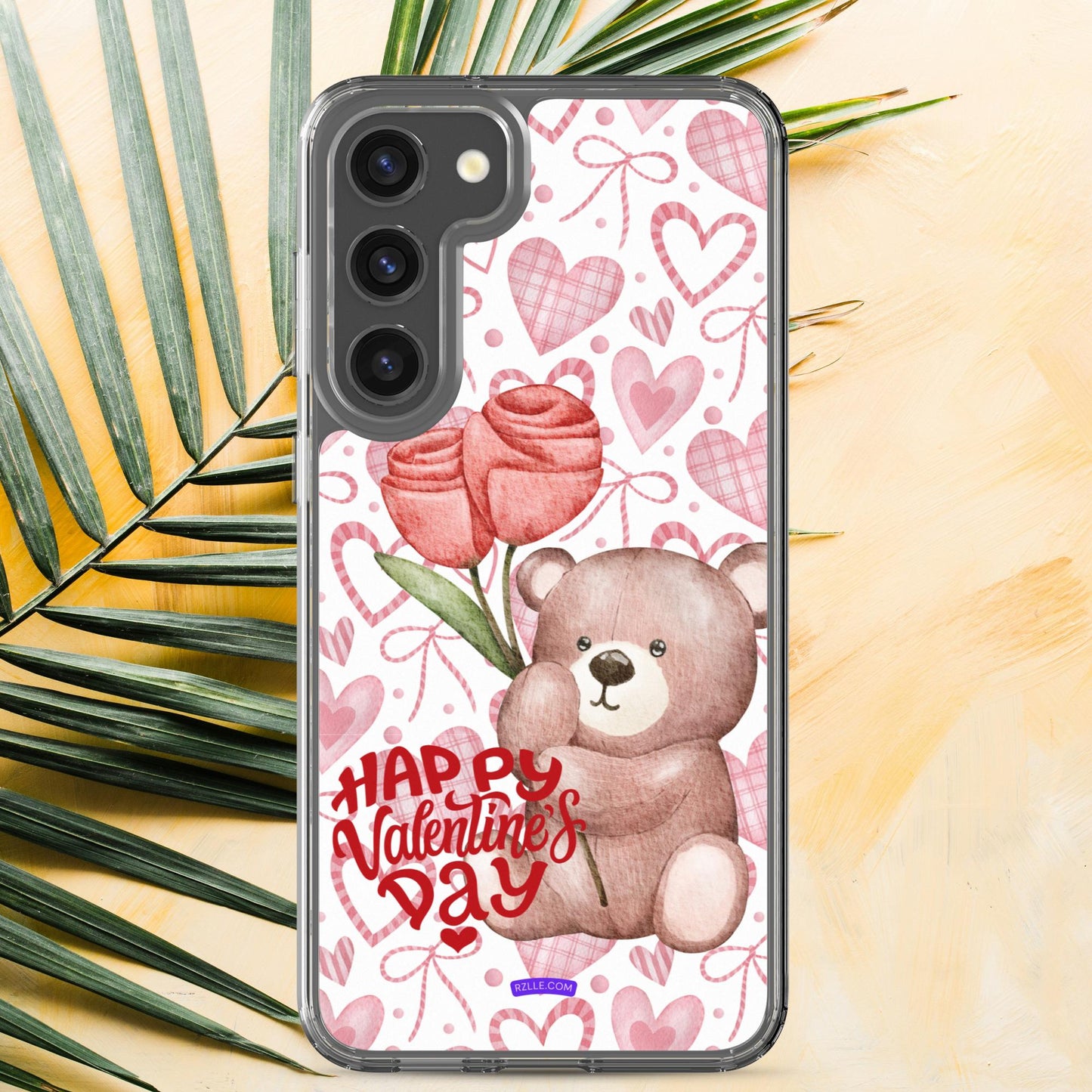 Valentine's Day Bear & Flowers Samsung® Galaxy Clear Phone Case