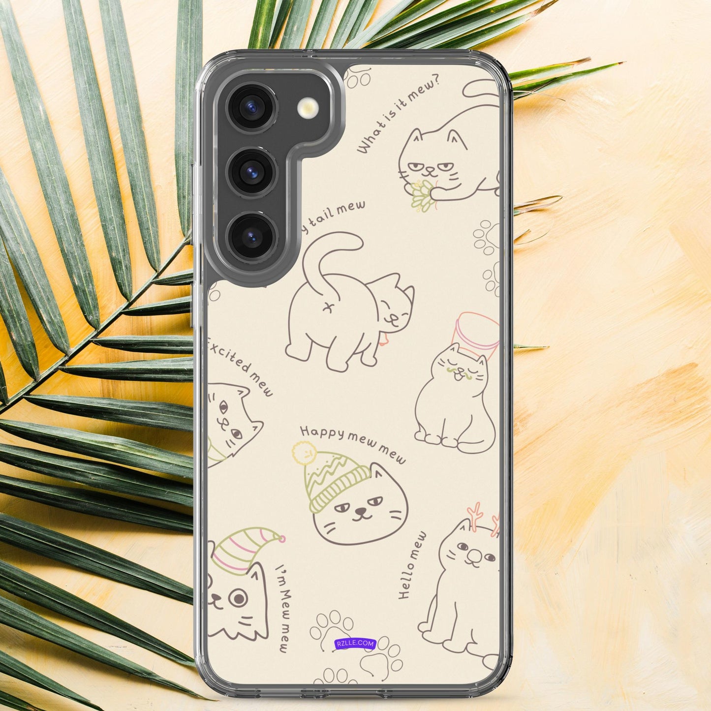 Cute Cat Doodles Samsung® Galaxy Clear Phone Case