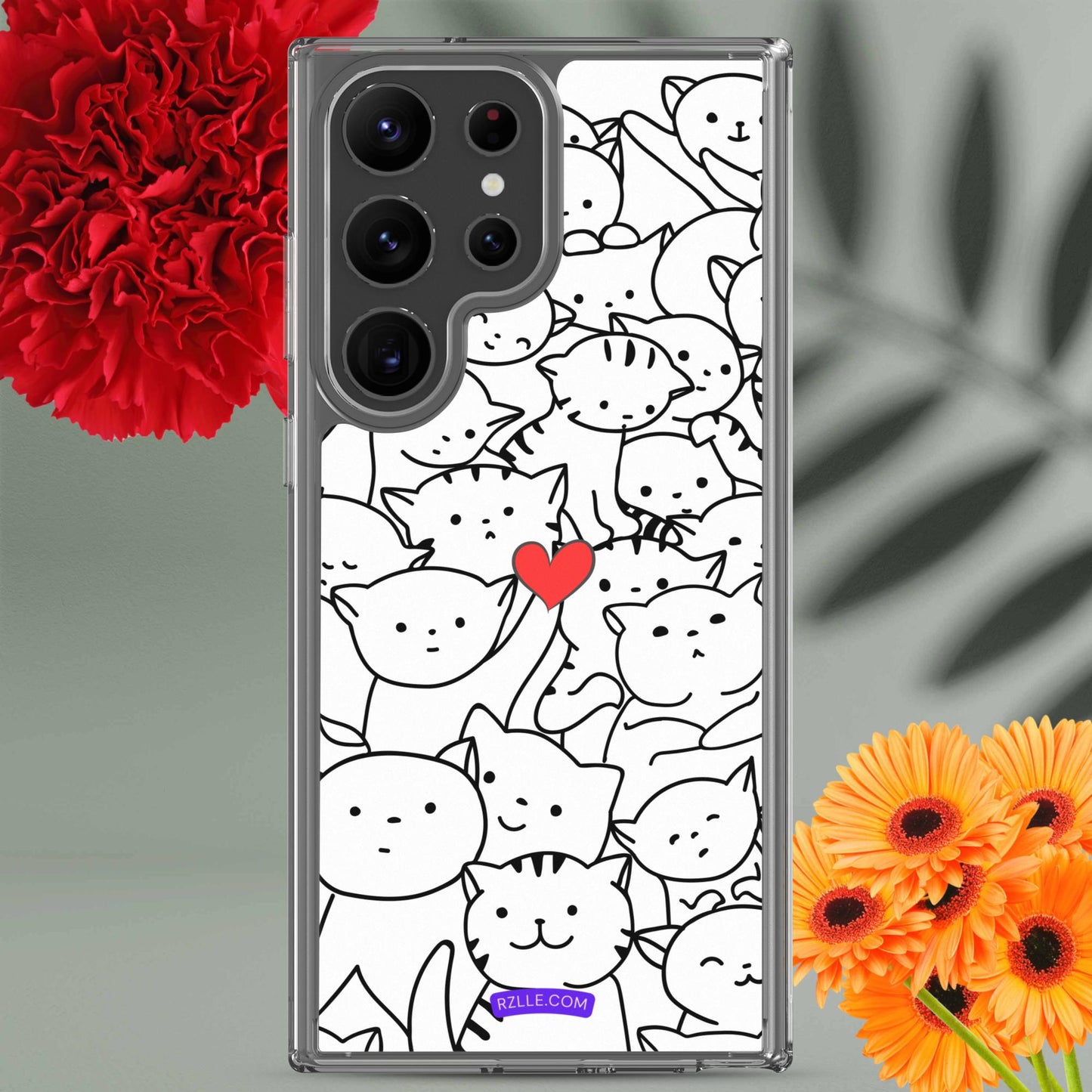 Doodle Cats & Heart Samsung® Galaxy Clear  Phone Case