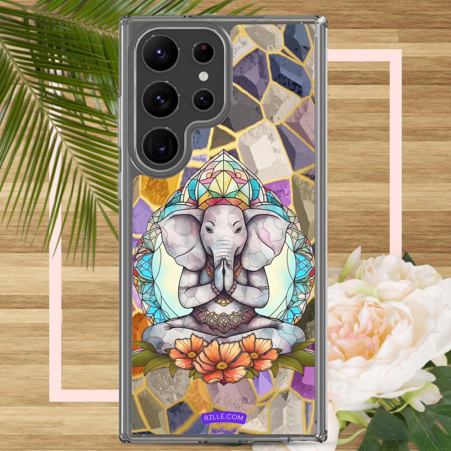 Zen Elephant Stained Glass Samsung® Galaxy Clear Phone Case