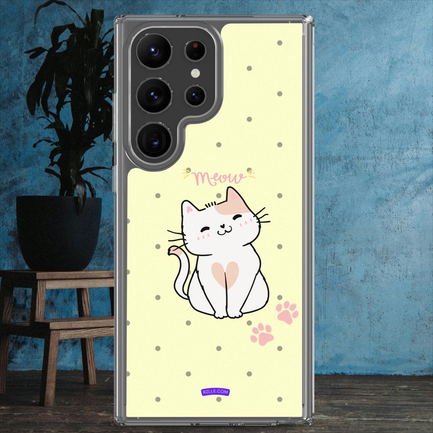 Cute White Cat Clear Case for Samsung®