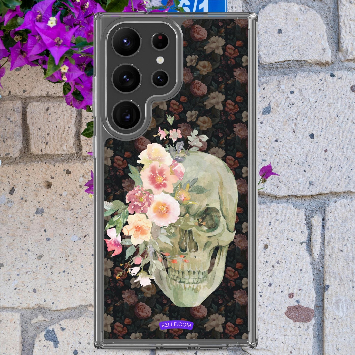 Flower Gothic Skull Clear Case for Samsung®