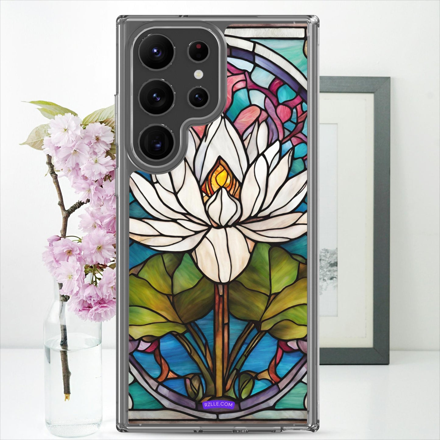 White Lotus Stained Glass Clear Case for Samsung®