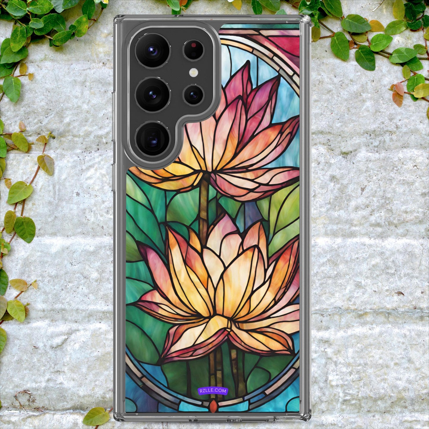 Pink Lotus Stained Glass Clear Case for Samsung®