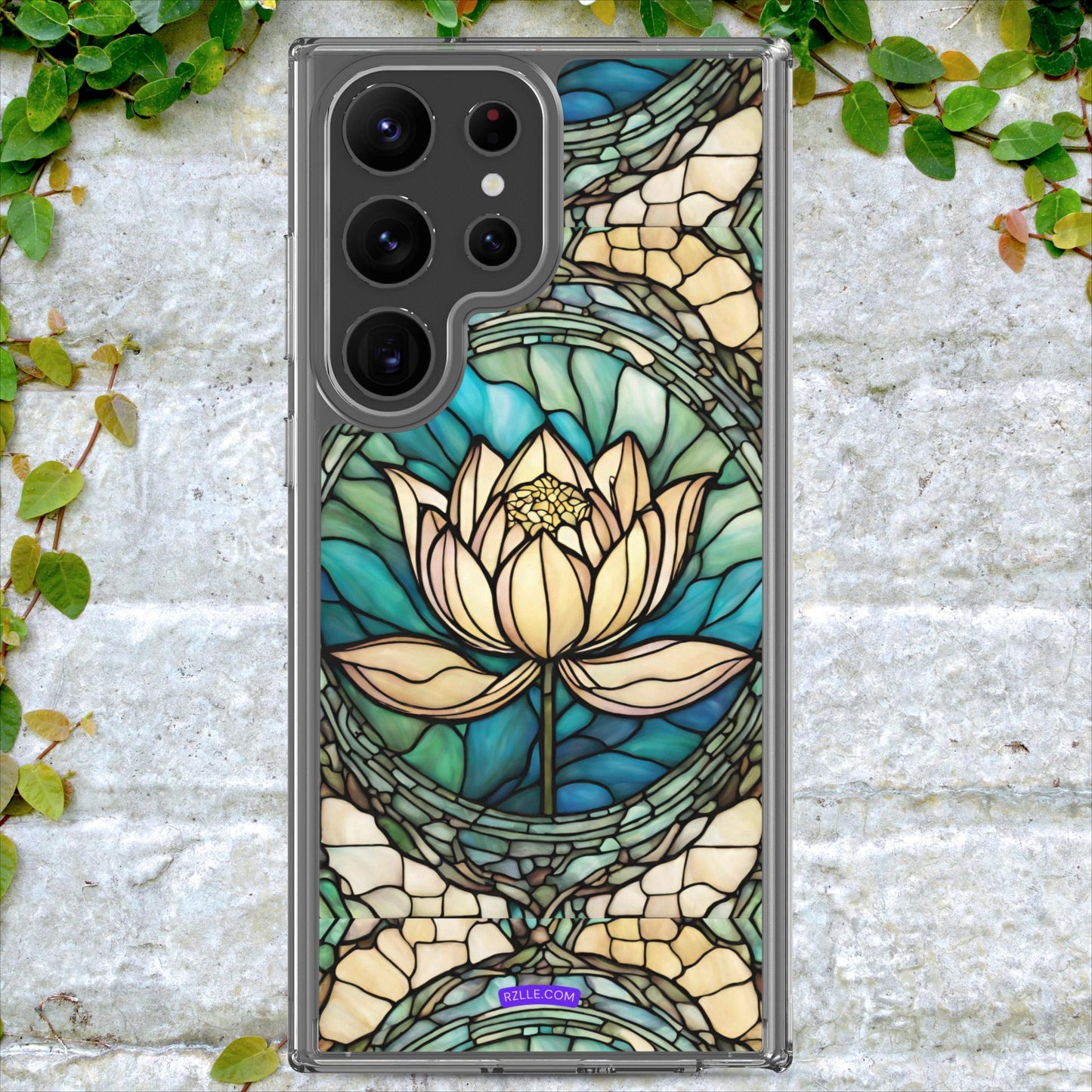 Beautiful Lotus Flower Stained Glass Clear Case for Samsung®