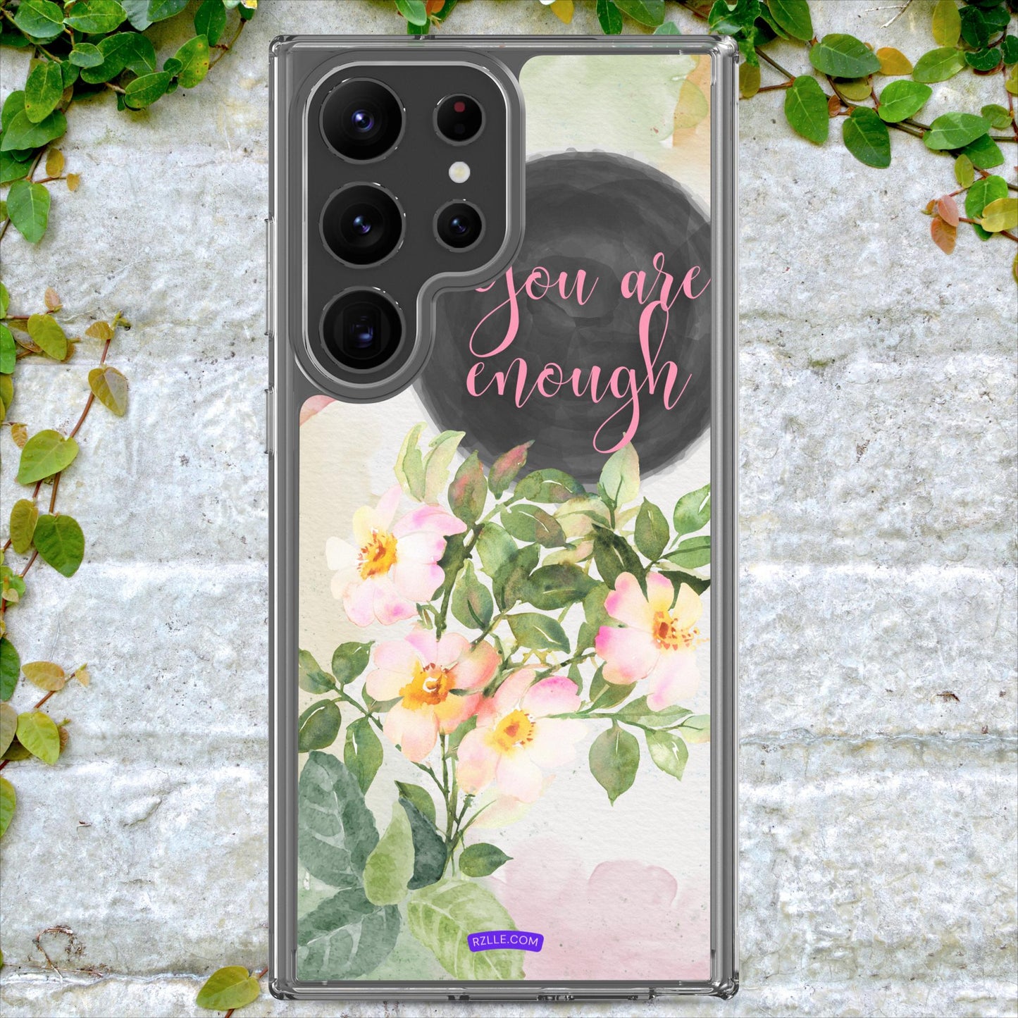 Flowers You Are Enough in Watercolor Clear Case for Samsung®