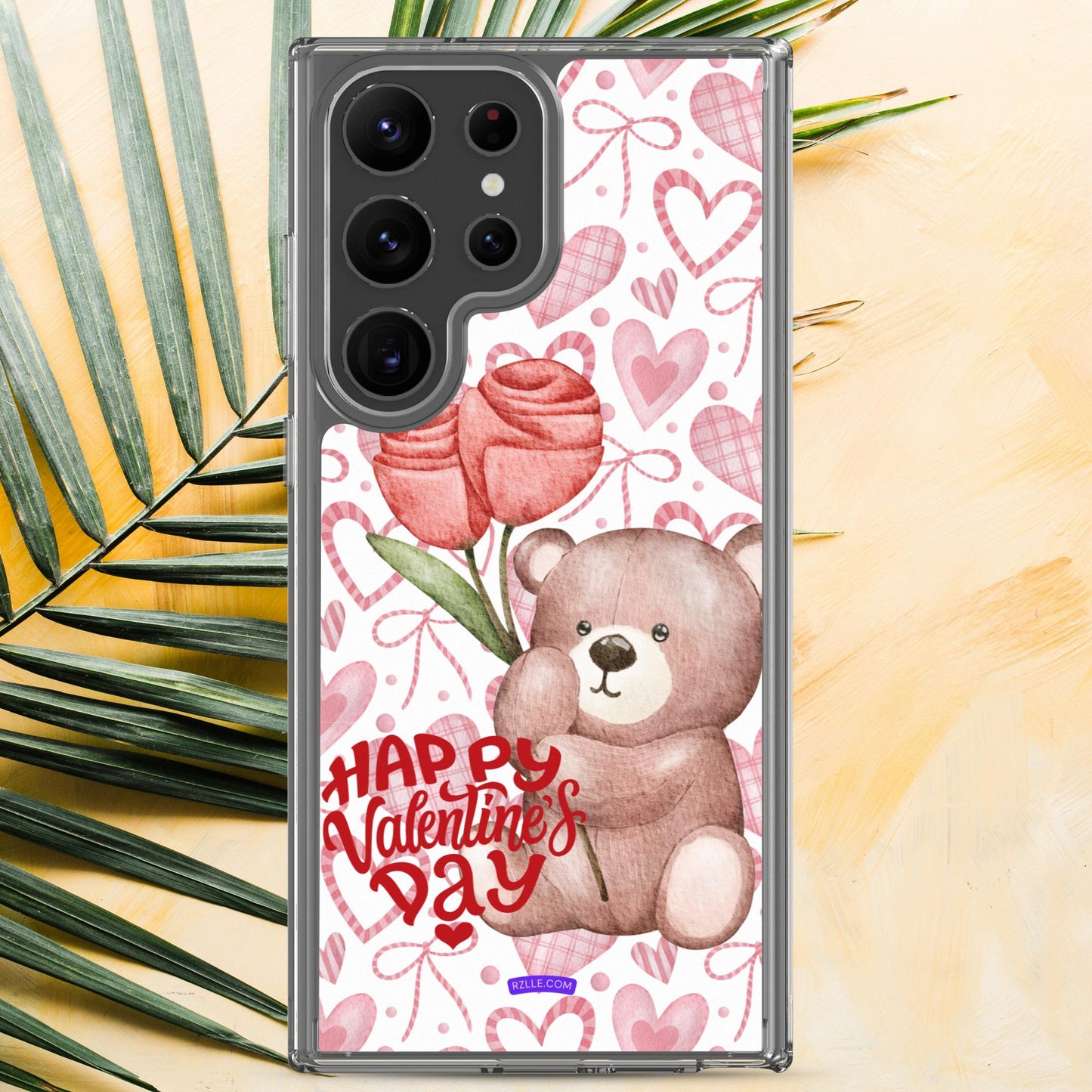 Valentine's Day Bear & Flowers Samsung® Galaxy Clear Phone Case