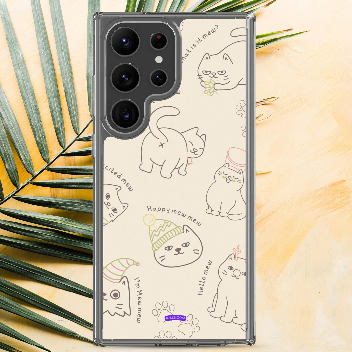 Cute Cat Doodles Samsung® Galaxy Clear Phone Case