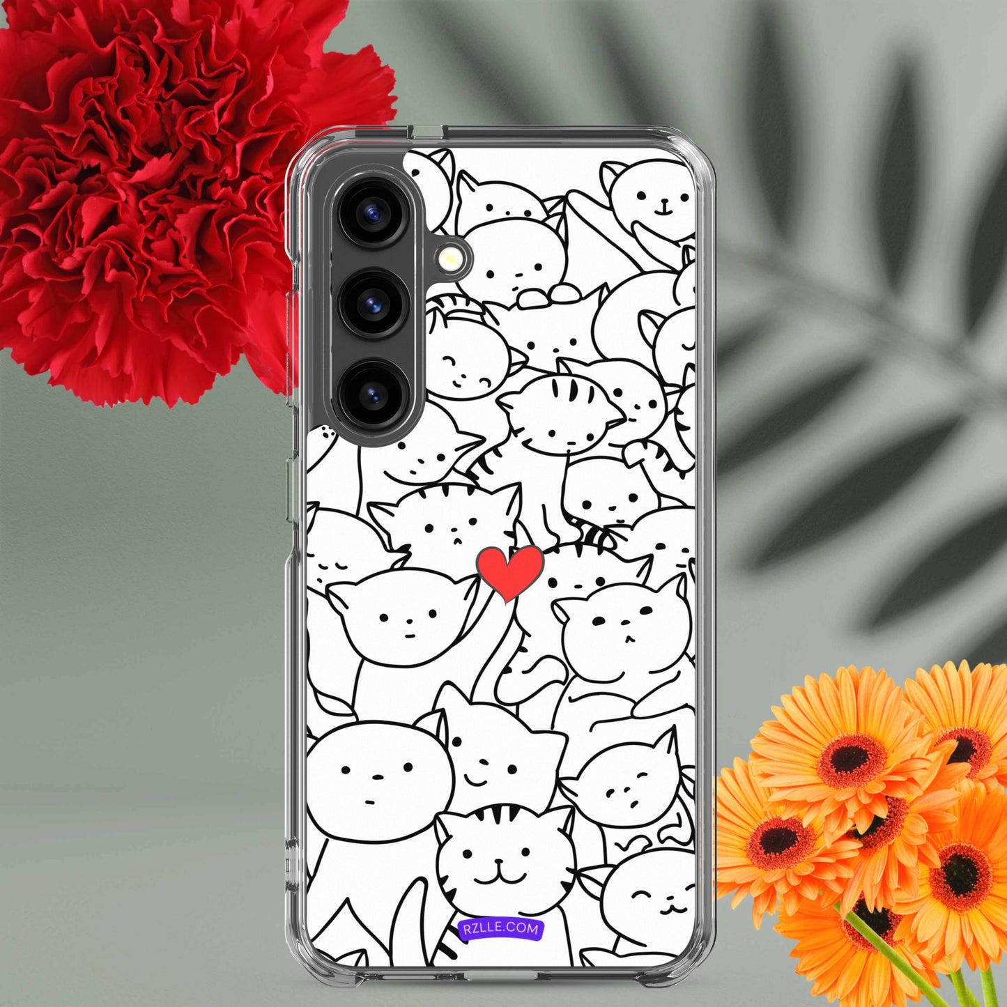 Doodle Cats & Heart Samsung® Galaxy Clear  Phone Case