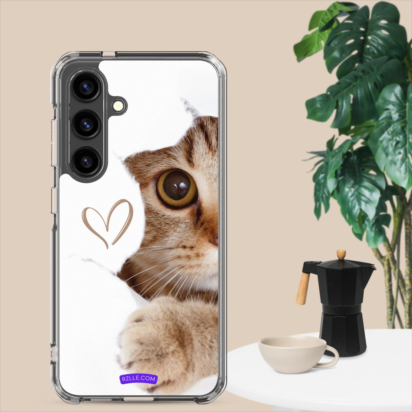 Cute Cat Peeking Clear Case for Samsung®