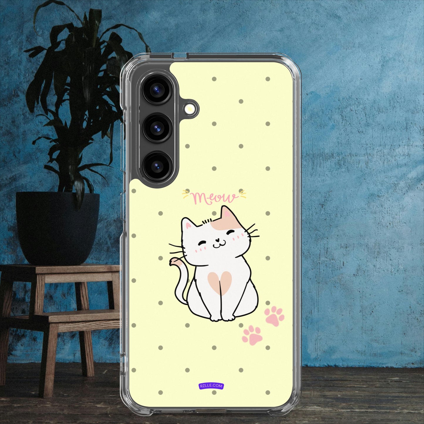 Cute White Cat Clear Case for Samsung®