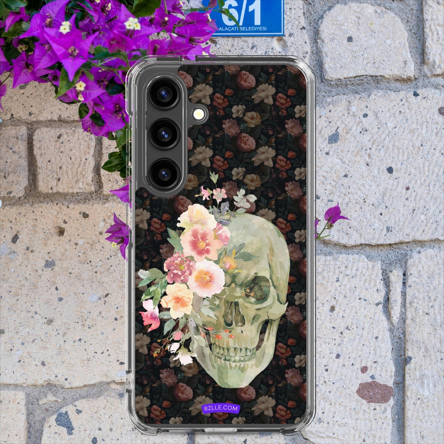 Flower Gothic Skull Clear Case for Samsung®