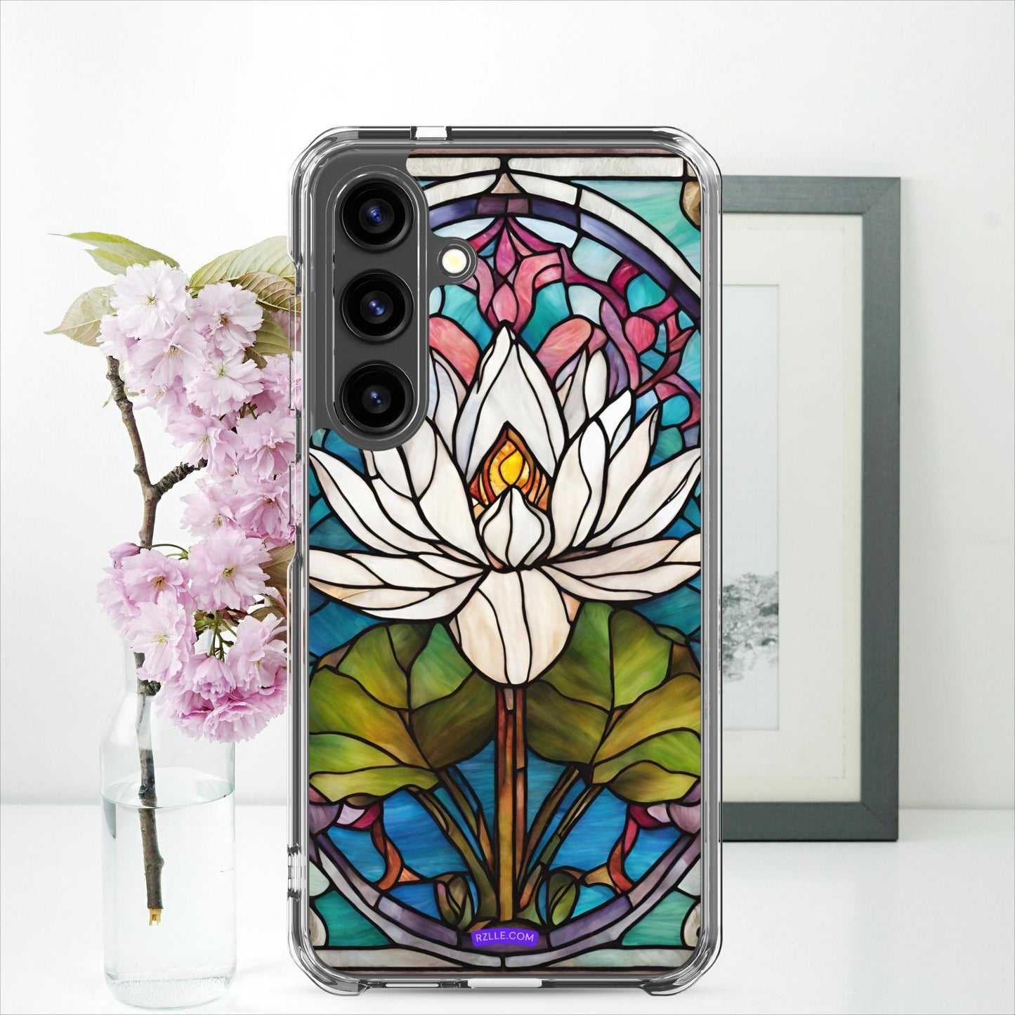 White Lotus Stained Glass Clear Case for Samsung®