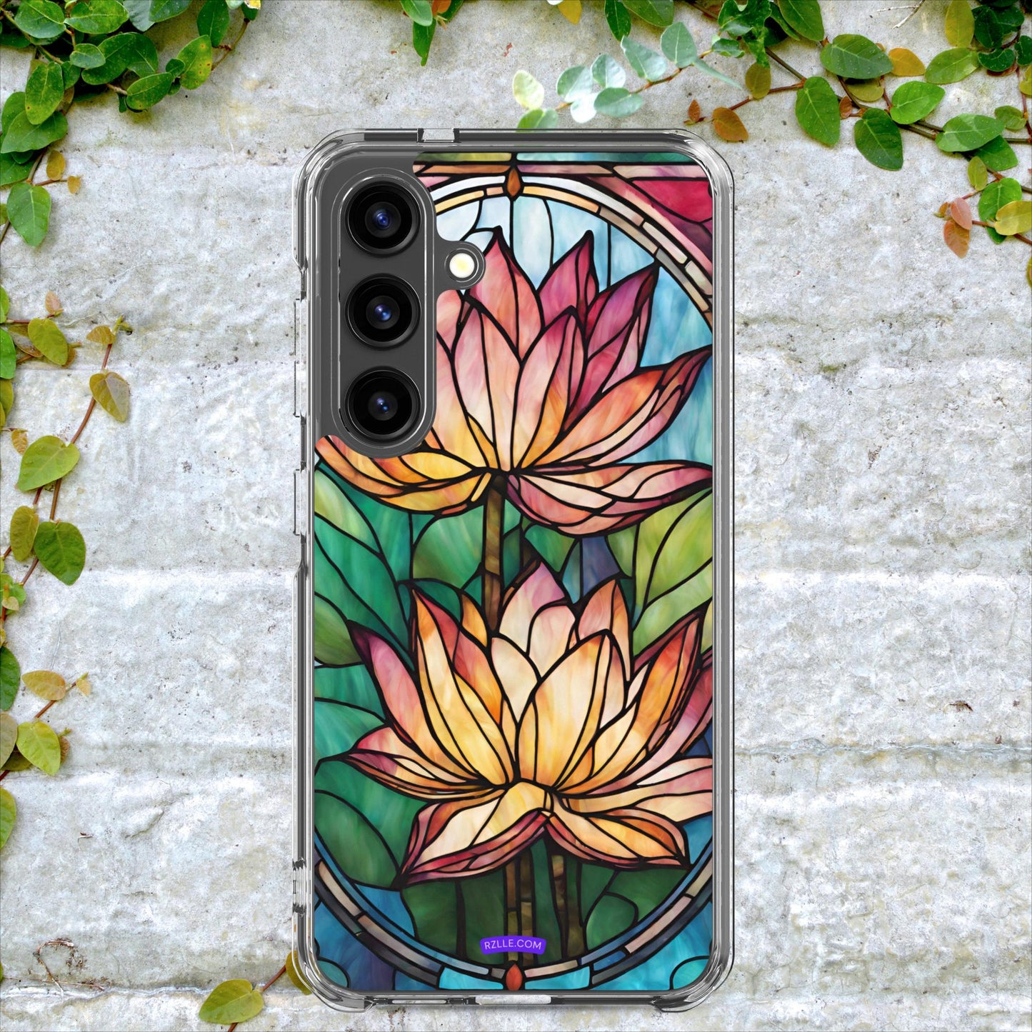 Pink Lotus Stained Glass Clear Case for Samsung®