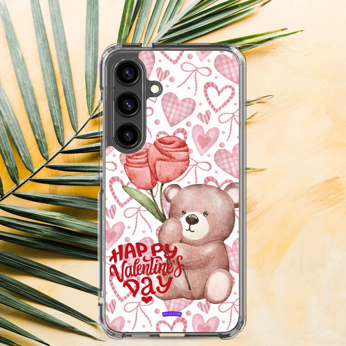 Valentine's Day Bear & Flowers Samsung® Galaxy Clear Phone Case